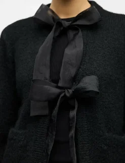 OBJSAGGIA L/S LO KNIT BOW CARDIGAN DIV - Koftor