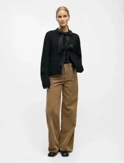 OBJSAGGIA L/S LO KNIT BOW CARDIGAN DIV - Koftor