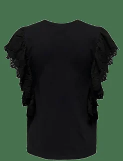 OLMBETTY LIFE S/S FRILL TOP JRS - Linnen