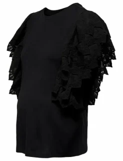 OLMBETTY LIFE S/S FRILL TOP JRS - Linnen