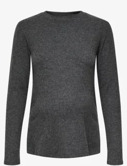 OLMHALLE L/S O-NECK SLIT TOP JRS - Stickat