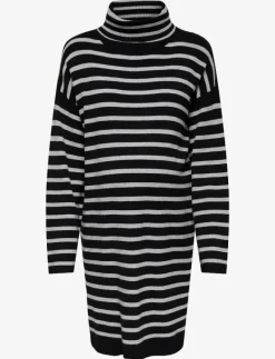 OLMTALIO LS STRIPE ROLLNECK DRESS KNT - Midiklänningar
