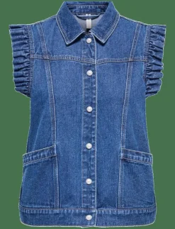ONLKENNEDY SL DNM FRILL WAISTCOAT BJ - Jeansvästar