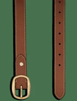 Oval-Buckle Skinny Leather Belt - Skärp