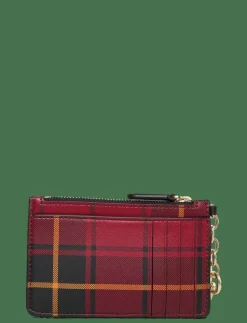 Plaid Nappa Leather Zip Card Case - Korthållare