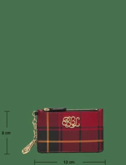 Plaid Nappa Leather Zip Card Case - Korthållare