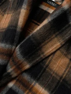 Plaid Wool-Blend Shawl-Collar Wrap Coat - Ullkappor