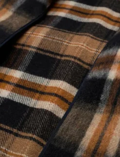 Plaid Wool-Blend Shawl-Collar Wrap Coat - Ullkappor