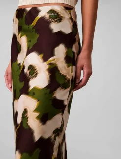 Printed Satin Midi Slip Skirt - Midi kjolar