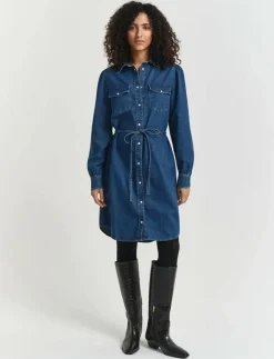PUFF SLEEVE DENIM DRESS - Jeansklänningar
