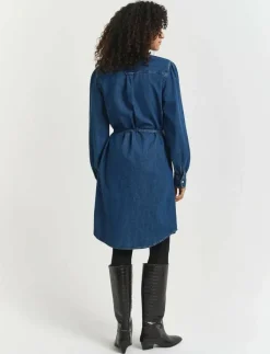 PUFF SLEEVE DENIM DRESS - Jeansklänningar