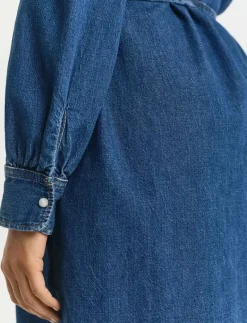 PUFF SLEEVE DENIM DRESS - Jeansklänningar