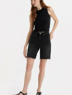 RIBCAGE BERMUDA SHORT GOTH PRI - Jeansshorts