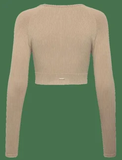 Sand Washed Ribbed Seamless Crop Long Sleeve - T-shirts & Toppar