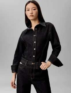 SEAMED SHIRT CLASSIC CK RINSE - Jeansskjortor