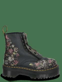 Sinclair Black Decayed Roses Classic Tumbled Nappa - Platta ankelboots