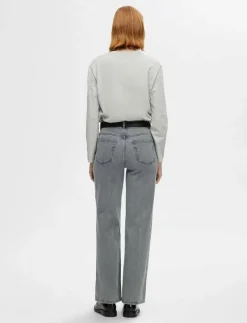 SLFALICE HW WID LONG ELOISE GRE JEA NOOS - Vida byxor