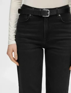 SLFALICE HW WIDE LONG BLACK JEANS NOOS - Vida byxor
