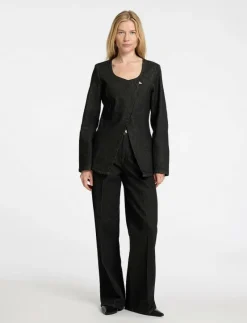 SLFCORA U-NECK FITTED DENIM BLAZER - Enkelknäppta kavajer