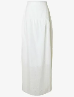 SLFHANNAH MW LONG BRODERI SKIRT D - Maxikjolar