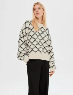 SLFOLIVIA LS CROPPED KNIT O-NECK - Stickat