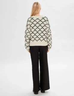 SLFOLIVIA LS CROPPED KNIT O-NECK - Stickat