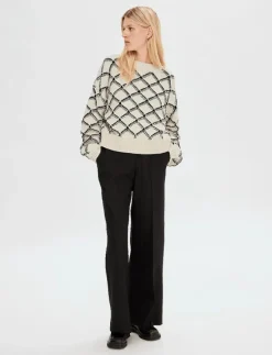 SLFOLIVIA LS CROPPED KNIT O-NECK - Stickat