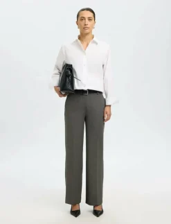 SLFRITA MW WIDE PANT DGM N NOOS - Kostymbyxor