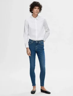 SLFSOPHIA MW SKINNY DARK BLU JEAN U NOOS - Skinny Jeans