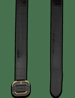 Slide-Buckle Croc-Embossed Leather Belt - Skärp