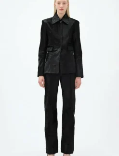 SLIM LEATHER BLAZER - Skinnjackor