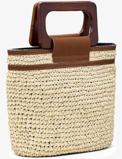 Small Contrast Stripe Paper Straw Bag - Handväskor