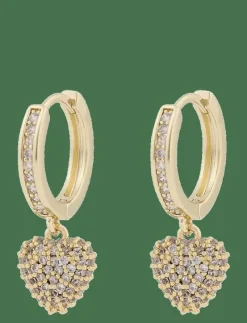 Stina heart ring pendant ear g/clear - Onesize - Hoops