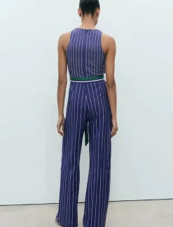 Striped jumpsuit with belt - Jumpsuits