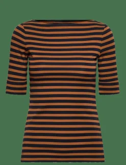 Striped Stretch Cotton Boatneck Tee - T-shirts