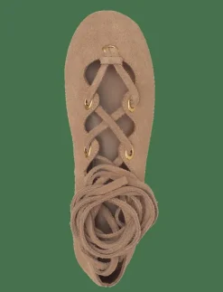 Suede ballet flats with crossed straps - Ballerinas