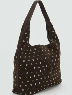 Suede shopper bag with eyelets - Shoppers