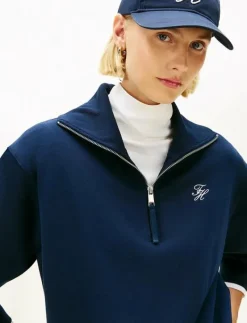 TH SCRIPT HALF ZIP TERRY SWTSHRT - Sweatshirts