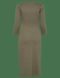 Tie-Front Cotton-Blend Crewneck Dress - Midiklänningar