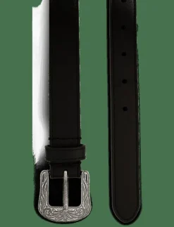 Tooled-Buckle Leather Belt - Skärp