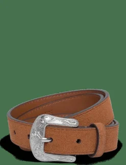 Tooled-Buckle Leather Belt - Skärp