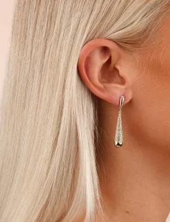 Veil mirror double crystal ear g/clear - Onesize - Hängande örhängen