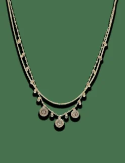 VERONICA coins & crystal necklace gold-plated - Statementhalsband