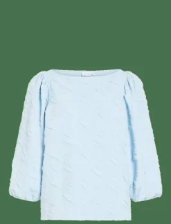 VIDEVERA BOATNECK 3/4 JACQUARD TOP/R/1 - Långärmade blusar