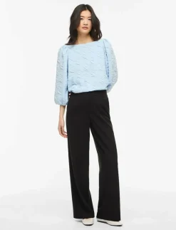 VIDEVERA BOATNECK 3/4 JACQUARD TOP/R/1 - Långärmade blusar