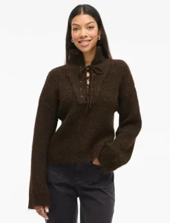 VIGLEEBA HIGH NECK L/S RIB KNIT TOP - Polotröjor