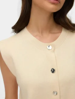 VMGOLD SL O-NECK BUTTON VEST BOO - Stickade västar