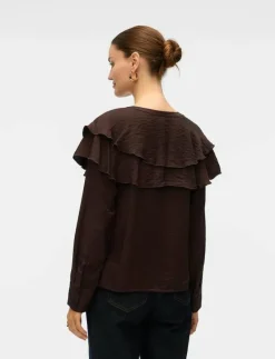 VMLIZZI LS FLOUNCE TOP WVN GA - Långärmade blusar