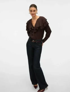 VMLIZZI LS FLOUNCE TOP WVN GA - Långärmade blusar