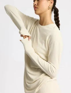 Wide Rib Long Tee Merci - Långärmade tröjor